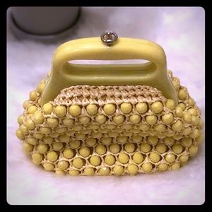 💛 YELLOW BEADED VINTAGE PURSE 💛